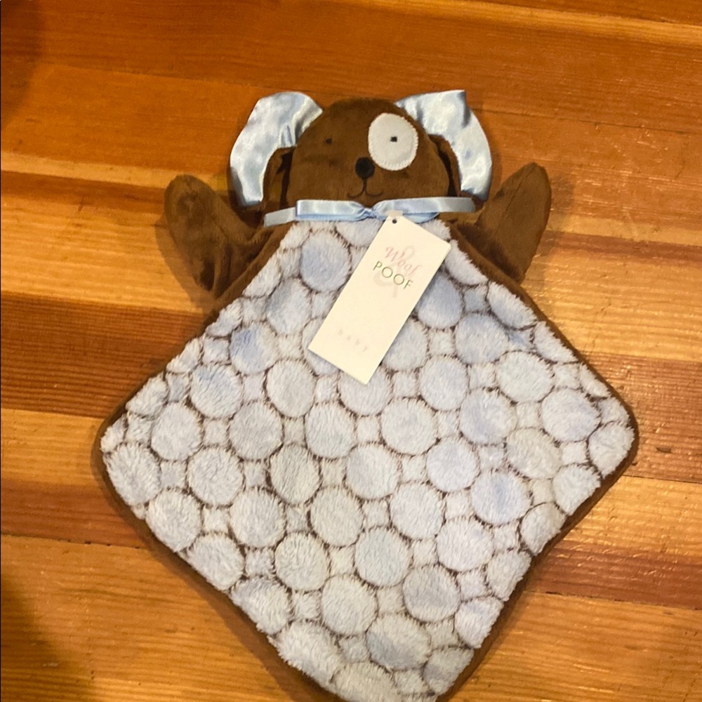 Woof & Poof Brown and Blue Dog Security Blanket